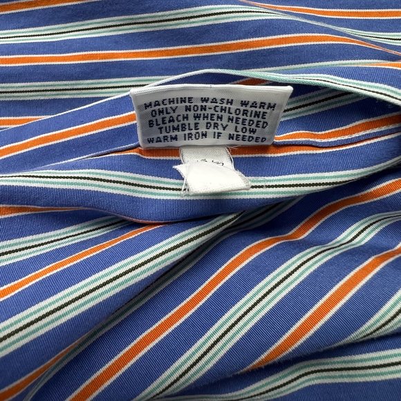 Polo Ralph Lauren Men's Medium Button Up Purple Orange Bar Stripe 120's Poplin - Picture 9 of 12